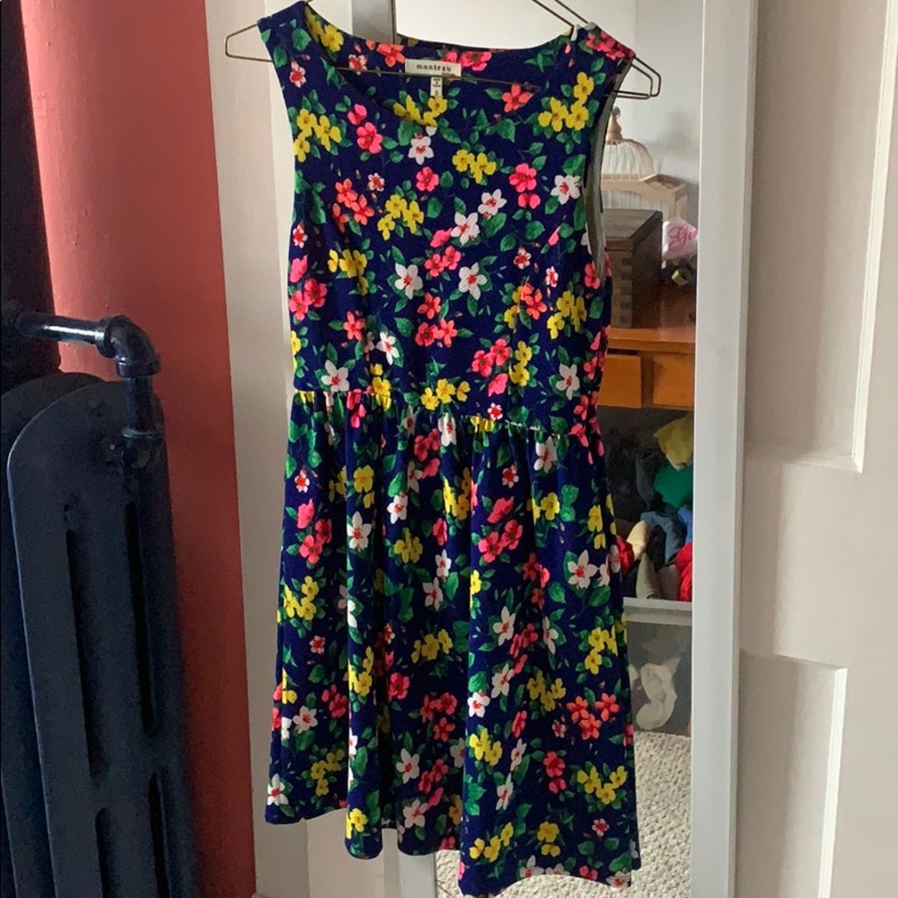 Floral tank top dress with knot back detail